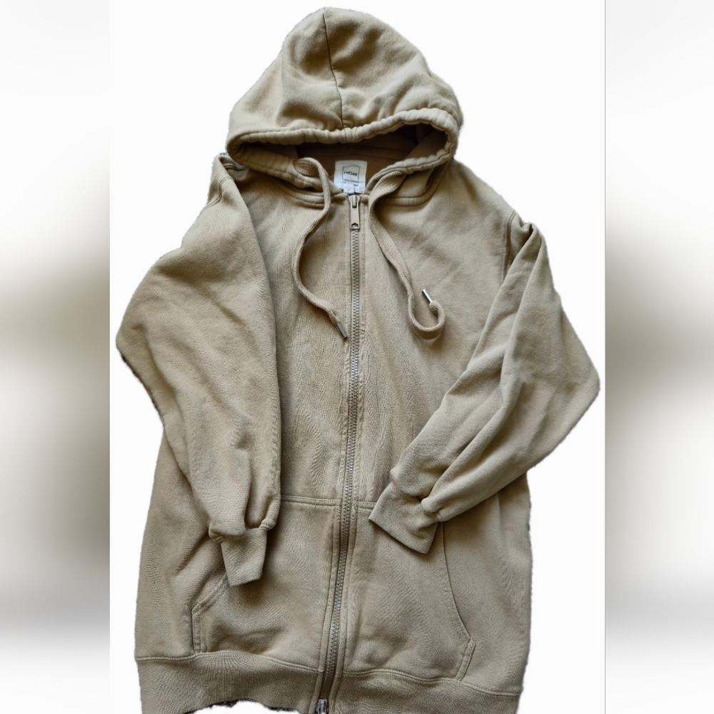 Oversized Tan Zip-Up Hoodie